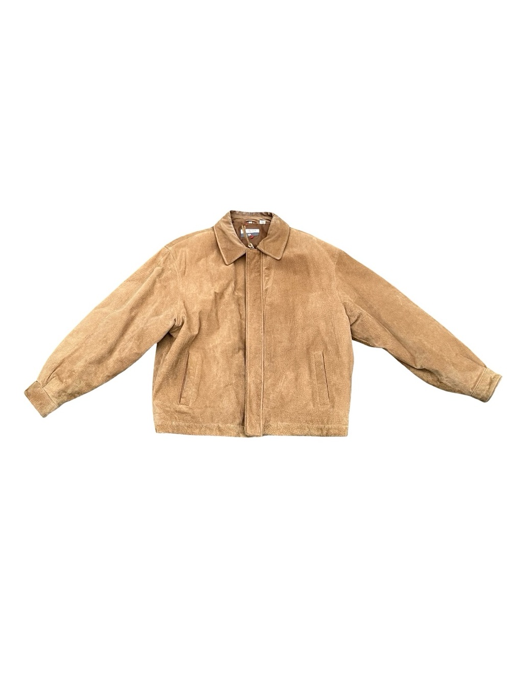 Savile Row XL Genuine Leather Suede Jacket Tan Bomber Zip Coat Vintage Men’s - Picture 2 of 6